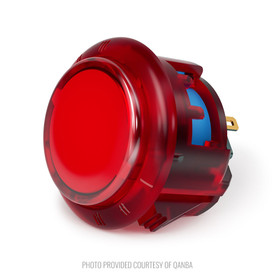 Qanba Gravity KT Adjustable Throw 24mm Translucent Arcade Button: Clear Red