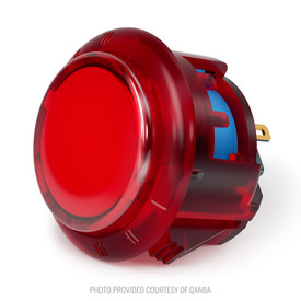 Qanba Gravity KT Adjustable Throw 30mm Translucent Arcade Button: Clear Red