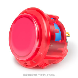 Qanba Gravity KT Adjustable Throw 30mm Translucent Arcade Button: Clear Pink