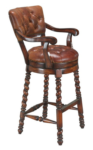 Accessories Abroad Swivel Leather Bar Stool with Arms