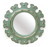 Accessories Abroad Round Pearl Scallop Mirror green with silver leaf finish 39" Diameter