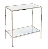 Worlds Away Plano Two Tier Rectangular Nickel Plated Table with Mirror