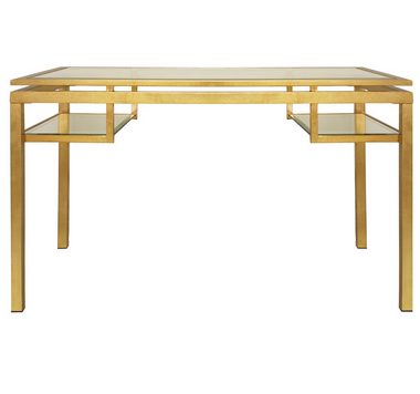 glass desk with gold legs