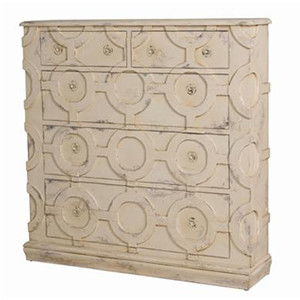 Euro Market Lavender Grey finish on wall chest accented with hand-carved decorative ring design. Finished flush designed hardware.
48" High
48" Wide
12.25" Deep