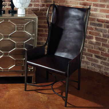 Global Views Iron & Leather Wing Chair
Dimensions: 23.75"W x 46"H x 25.5"D
*Oversized Item