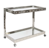 Worlds Away Vince Polished Stainless Steel Bar Cart