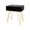 Black glass Debra nightstand with gold hairpin legs by Worlds Away.
