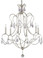 Six light Delamere chandelier in silver granello finish by Currey and Company.