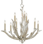 Currey and Company Haywood Silver Antler Chandelier.