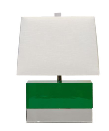 foley green lacquer and nickel lamp by Worlds Away