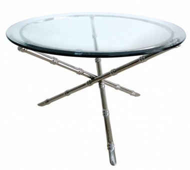 SILVER COLORED, NICKEL PLATED BAMBOO TABLE BASE