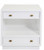 Warren nightstand by Worlds Away sleek modern minimal white lacquer night table night stand with brass colored metal pulls drawer handles two drawers and an open shelf with a recessed bottom.