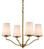 Gilt bronze candelabra Howard chandelier four linen shade 60 watt light fixture by Currey & and Company