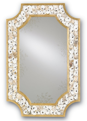 Gold Leaf and Natural Shell Mirror by Currey and Co.
