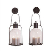 Over-sized Weather Oxidized brass Wall mounted Hurricane Lanterns,sold in pairs 52401