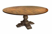 JACOBEAN 6FT ROUND DINING TABLE-RUSTIC GREY