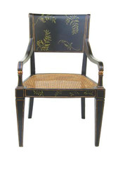 BLACK ARMCHAIR WITH CANE SEAT