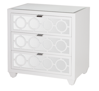 modern lacquer bedside three drawer small scale dresser,with mirrored front and top