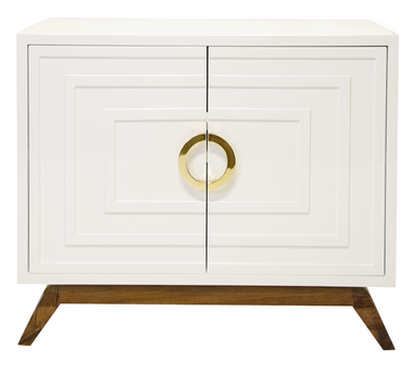 worlds away smallwhite lacquer media cabinet with gold handles and adjustable shelves and two doors