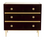 ROSEWOOD 3 DRAWER CHEST WITH GOLD LEAF HARDWARE & BASE