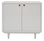 WHITE LACQUER 2 DOOR CABINET WITH GOLD DETAILED GLASS KNOB HARDWARE.