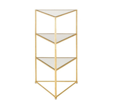the Delano is classic and will always be au courant. Glass shelves compliment the gold leaf minimal frame.