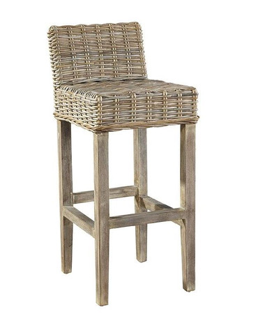 Woven of natural kubu over a solid mahogany frame, and finished in subtle driftwood tones, these stools provide sturdy seating with a light touch.