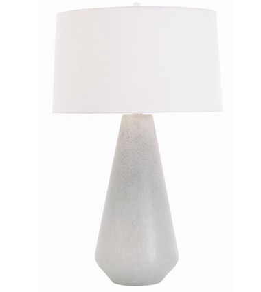Graduated color and a textural, frosted effect define this ash glass rolled lamp. It is topped with a microfiber drum shade with no lining.