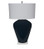 NAVY BLUE GLASS LAMP ON LUCITE BASE WITH WHITE LINEN SHADE, 30.5"H