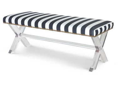 Collins Acrylic black & white X-Bench from Kravet