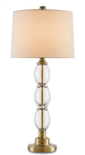 Clear glass and brass traditional/ vintage styled table lamp with cream shade by Currey & Company