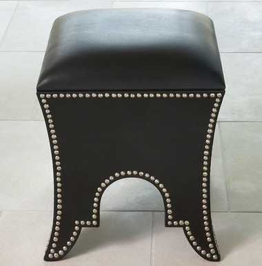 black leather ottoman/ stool with studs