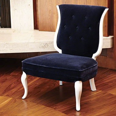Ink blue mohair chair by Global Views