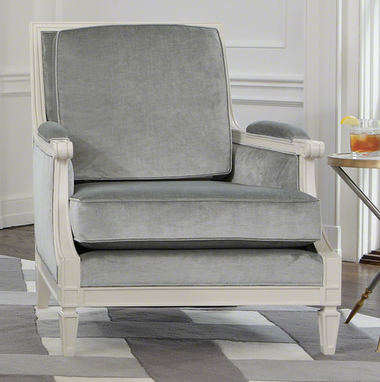 A grey lille chair from Global Views.