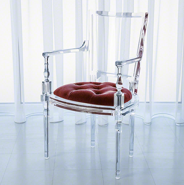 A Marilyn acrylic arm chair Red Pepper from Global Views.