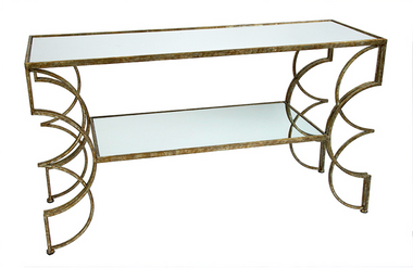 Cindi mirrored console table with champagne gold finish
