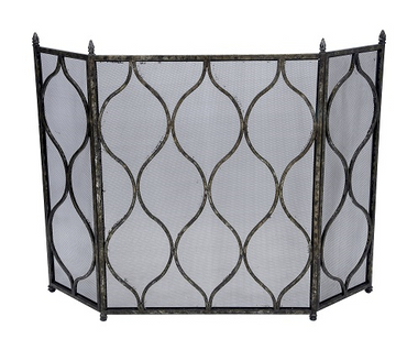Antique silver and black scott fireplace screen