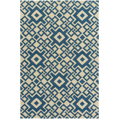 A Surya aura blue pattern rug with a modern geometric design to add some 21st century flair to your home.