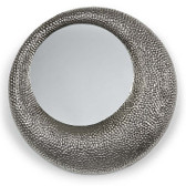 hammered nickel round mirror