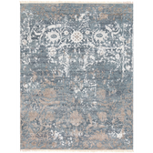 70 % wool 30% silk hand knotted rug with fringe detail