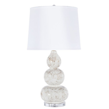 3 TIER WHITE LAMP WITH GOLD MARBLING, WHITE LINEN SHADE, & LUCITE BASE.

- UL APPROVED FOR 1 60W BULB.
COLOR: White

DIMENSIONS: 32"H X 17"DIA
