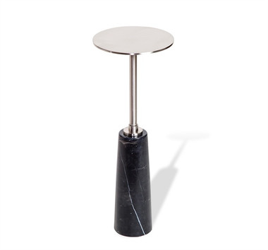 Quietly sophisticated, the Beck Round Drink Table combines a sultry black marble base and a metal top in a brushed nickel finish to deliver a subtle, stylish accent.