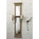 62" Tall reclaimed wood frame with antique mirror wall sconce has two arm lights 16" wide and 10" deep