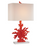 Red coral design lamp 28" tall 16" wide and 10" deep . Operates on one 150 watt three way bulb 