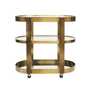 Channel old Hollywood glamour with our Hugh bar cart. A streamlined antique brass frame and three tiers of inset mirrors are guaranteed to light up your next cocktail hour. Hooded ball casters allow for easy portability. The art of hosting has never been easier! 

Width:36.00"
Height:34.00"
Depth:20.00"
Shipping: Freight
