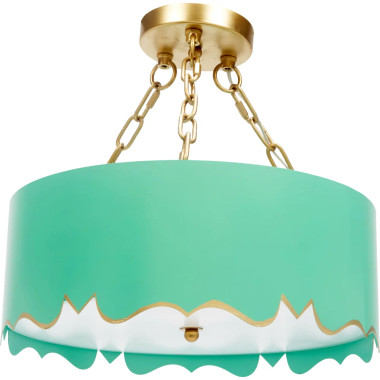 SEA GREEN MOLLIE PENDANT WITH GOLD ACCENTS
Item Dimensions: 15.5"DIA X 15"H
Watts: 40W X 3