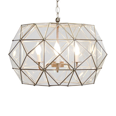 3' MATCHING CHAIN INCLUDED

ADDITIONAL CHAIN MAY BE PURCHASED UPON REQUEST.

Diameter:24"

 
The distinctive shape of our Rozz pendant is defined by tinned-edge glass facets that sparkle and reflect the light creating a bold, eye-catching graphic statement. Stunning day or night, Rozz looks great hung solo in an entry way or paired together above your favorite Worlds Away console. 

 USES THREE 40 WATT CANDELABRA BULBS
Width:24.00"
Height:14.00"
Depth:24.00"