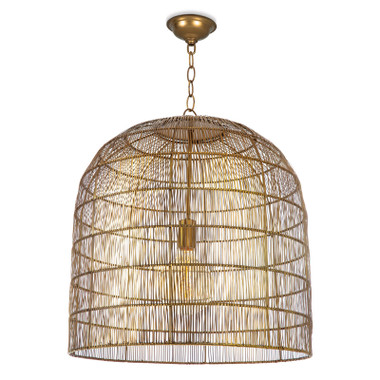 The Fresco Metal Pendant is fabricated of iron that has been expertly fashioned to give a light and airy appearance. The woven metal basket creates interesting light play when lit and functions as a lovely sculptural piece when not. Place this fixture over a dining table or kitchen island, or accent a corner of a living room or bedroom with the warm glow of this organic beauty.
Notes for this item
