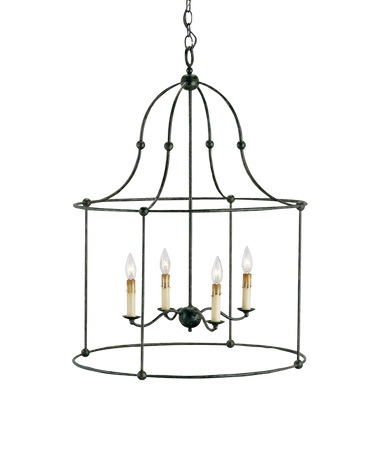 The Fitzjames Black Large Lantern is made of hammered wrought iron in a hand-applied Mayfair finish. A hallmark of the Fitzjames family of lanterns is how delicate this strong material appears due to the lightness of each fixture's profile.
Overall
33"h x 25"dia.
Item Weight
12 lbs.
Chain
6' Mayfair
Cord
13' Brown
Adjustable Height
40" to 107"
Canopy
1"h x 5.75"dia.
Finish
Mayfair
Material
Wrought Iron
Number of Lights
4
Watts per Socket/Item
60/240
Light Source
Bulb
Light Direction
Ambient
Voltage
120v
Socket Type
E12
Suggested Bulb Type
B Torpedo Tip
Bulbs Not Included
Fixture Type
Hardwire
Convertible
No
Canopy Details
Round
Sloped Ceiling Compatible
Yes
Assembly Required
No
Additional Chain
0823
Dimmable
Yes
French Wired
No
Product Collection
Fitzjames Collection
