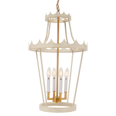 CREAM AND GOLD FINISHED CITADEL LANTERN

40 x 4 wattage 
16" diameter 27" height